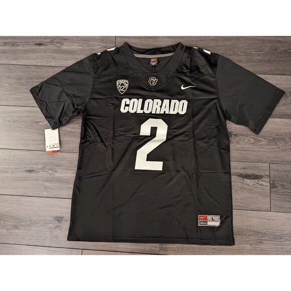 Shedeur Sanders #2 Colorado Buffaloes Pac 12 Black Football Jersey Large - Picture 1 of 2